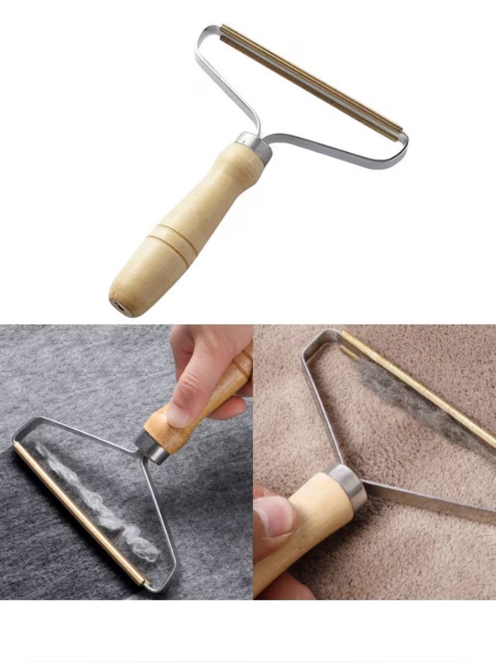 Wood Handle Pet Hair Lint Remover - Carpet pet hair remover.